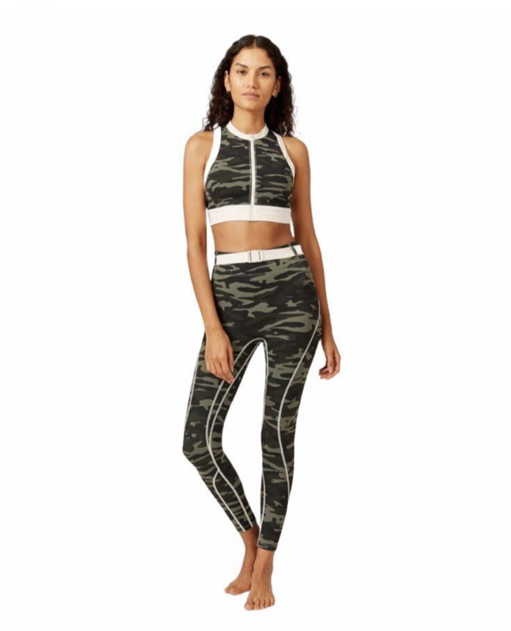 Bandier x Solid & Striped Medium Leggings & Sports Bra Camo Workout Activewear